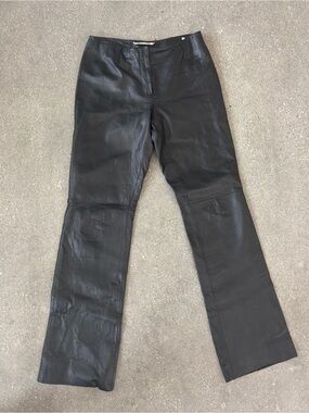 Max Studio Black Wide-Leg Leather Jeans